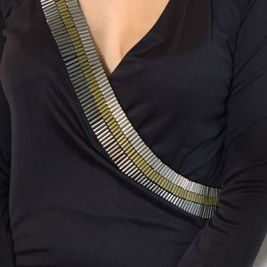 NEW BLACK LONG SLEEVE SILK BLOUSE